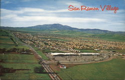 Aerial View of Town, Mt. Diablo in the Distance San Ramon Village, CA Postcard Postcard Postcard