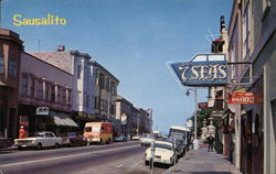 Looking Along Bridgeway Street Sausalito, CA Postcard Postcard Postcard