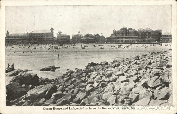 OCean House and Lafayette Inn from teh Rocks York Beach Maine