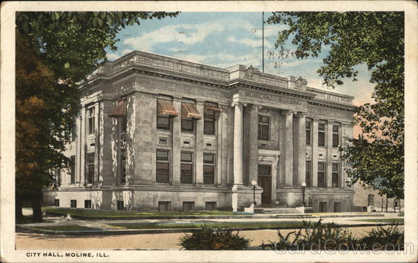 City Hall Moline, IL Postcard