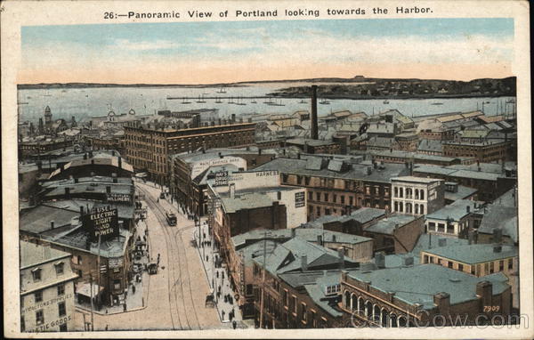 Panoramic View of City Looking Towards the Harbor Portland Maine