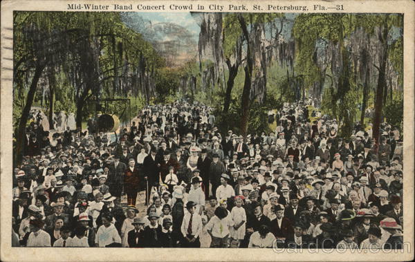 Mid-Winter Band Concert Crowd in City Park St. Petersburg Florida