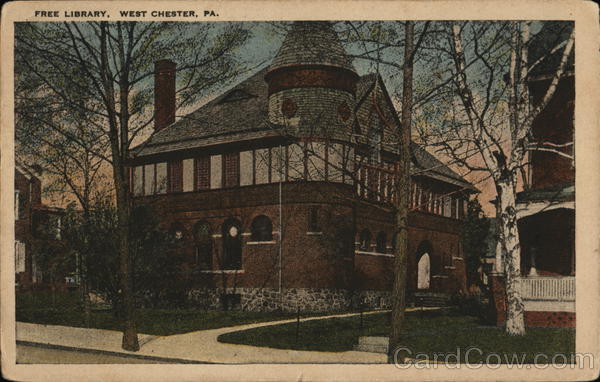 Free Library  West  Chester  PA  Postcard