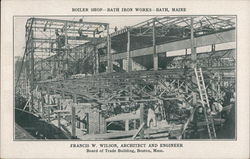 Boiler Shop - Bath Iron Works Postcard