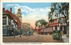 Main Street, Showing Pepperell Mills Postcard