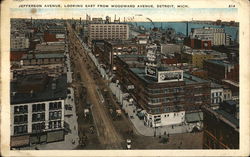 Jefferson Avenue Looking East From Woodward Avenue Detroit, MI Postcard Postcard Postcard