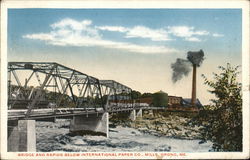 Bridge and Rapids Below International Paper Company Mills Postcard
