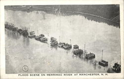 Flood Scene on Merrimac River Manchester, NH Postcard Postcard Postcard