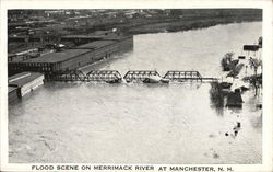Flood Scene on Merrimack River Manchester, NH Postcard Postcard Postcard