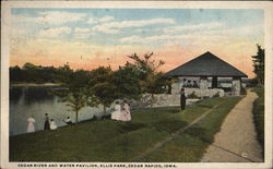 Cedar River and Water Pavilion, Ellis Park, Cedar Rapids, Iowa Postcard Postcard Postcard