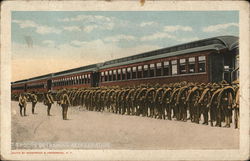Troops Detraining at Destination Postcard