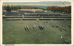 US Naval Training Station - Passing Review Postcard