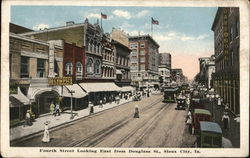 Fourth Street Looking East From Douglass Street Sioux City, IA Postcard Postcard Postcard