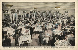Interior View of The North American Restaurant Postcard