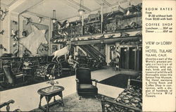 View Of Lobby of Hotel Tulare Postcard