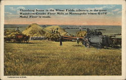 Threshing Scene in the Wheat Fields Postcard