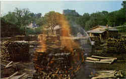 Making Charcoal at Jack Daniel's Lynchburg, TN Postcard Postcard