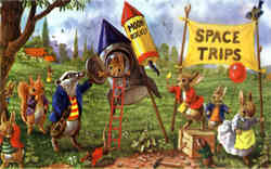 Moon Rocket Space Trips Postcard