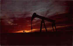 Sunset Rocking Horse Oil Pump Postcard