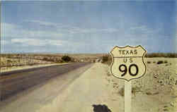 U. S. 90 between Sanderson and Del Rio Postcard
