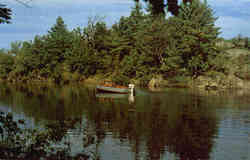 Campmate, fishing, boating scene Lanenburg, NS Canada Nova Scotia Postcard Postcard