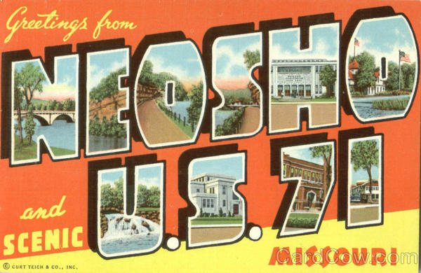 Greetings From Neosho U. S. 71 Missouri Large Letter Greetings From Neosho U. S. 71 Missouri Large Letter