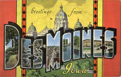 Greetings From Des Moines Iowa Postcard Postcard