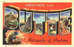 Greetings From Butte Montana Postcard Postcard