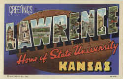Greetings From Lawrence KU Jayhawks Football Postcard
