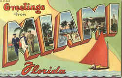 Greetings From Miami Postcard