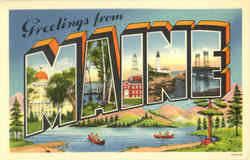 Greetings From Maine Postcard Postcard