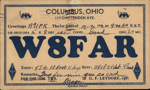 W8FAR - Columbus, OH QSL & Ham Radio