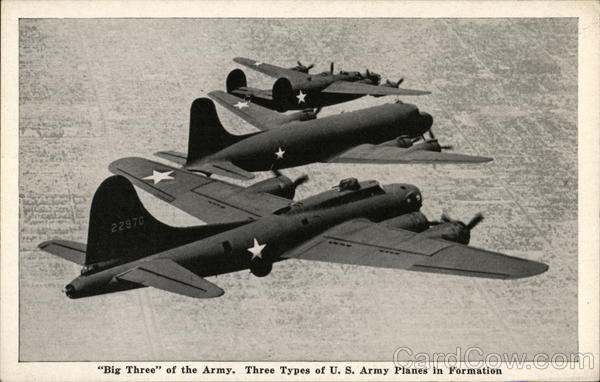 Big Three of the Army. Three Types of U. S. Army Planes in Formation