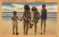 Having a Wonderful Time at the Beach Postcard