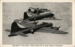 "Big Three" of the Army. Three Types of U. S. Army Planes in Formation Postcard