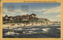A View of Falmouth Heights and Beach Massachusetts Postcard Postcard Postcard