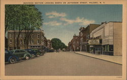 Business Section Looking North on Jefferson Street Postcard