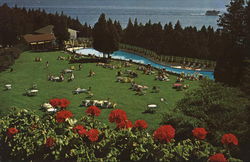 Pool Terrace and Lake at Grand Hotel Mackinac Island, MI Postcard Postcard Postcard