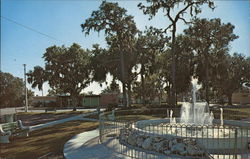 Fountain in Park, with Town Hall in Background Largo, FL Postcard Postcard Postcard