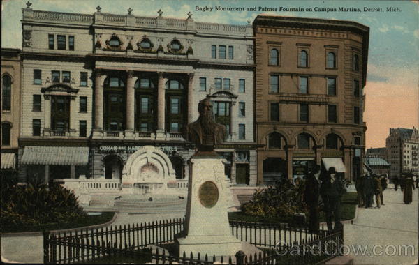 Bagley Monument and Palmer Fountain on Campus Martius Detroit Michigan