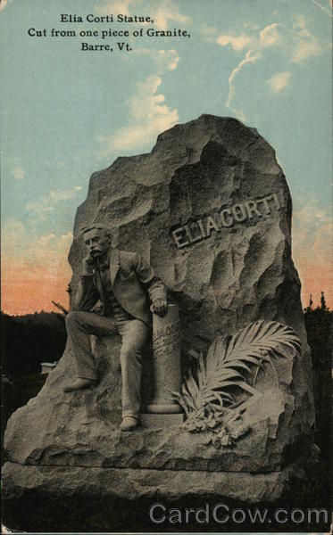 Elia Corti Statue, Cut Frome One Piece of Granite Barre Vermont