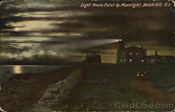 Light House Point by Moonlight Watch Hill Rhode Island