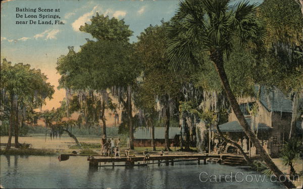 Bathing Scene at DeLeon Springs DeLand, FL Postcard