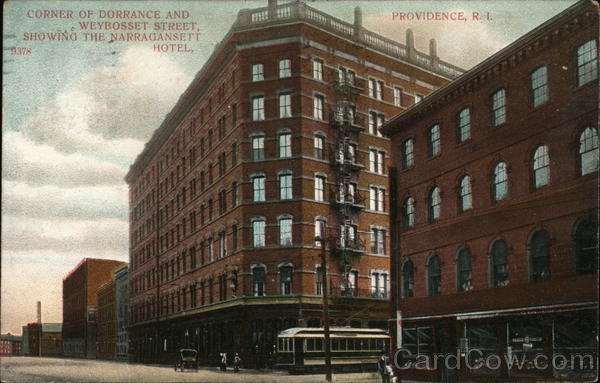 Corner of Dorrance and Weybosset Street Showing Narragansett Hotel Providence Rhode Island