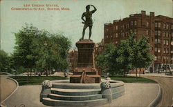 Leif Ericson Statue, Commonwealth Avenue Postcard