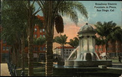Broadway Electric Fountain in Plaza Postcard