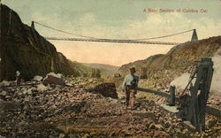 A Busy Section of Culebra Cut Panama Postcard Postcard Postcard