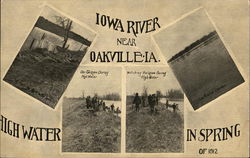 Iowa River - High Water, Spring 1912 Oakville, IA Postcard Postcard Postcard