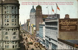 Looking Down Market Street from Mason Street San Francisco, CA Postcard Postcard Postcard