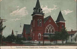 United Brethren Church and Parsonage Postcard